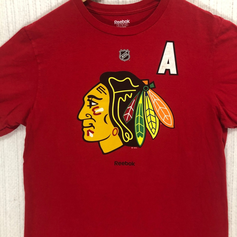 Reebok‎ Chicago Blackhawks SHARP 10 NHL Hockey T-Shirt Red Men's Size M